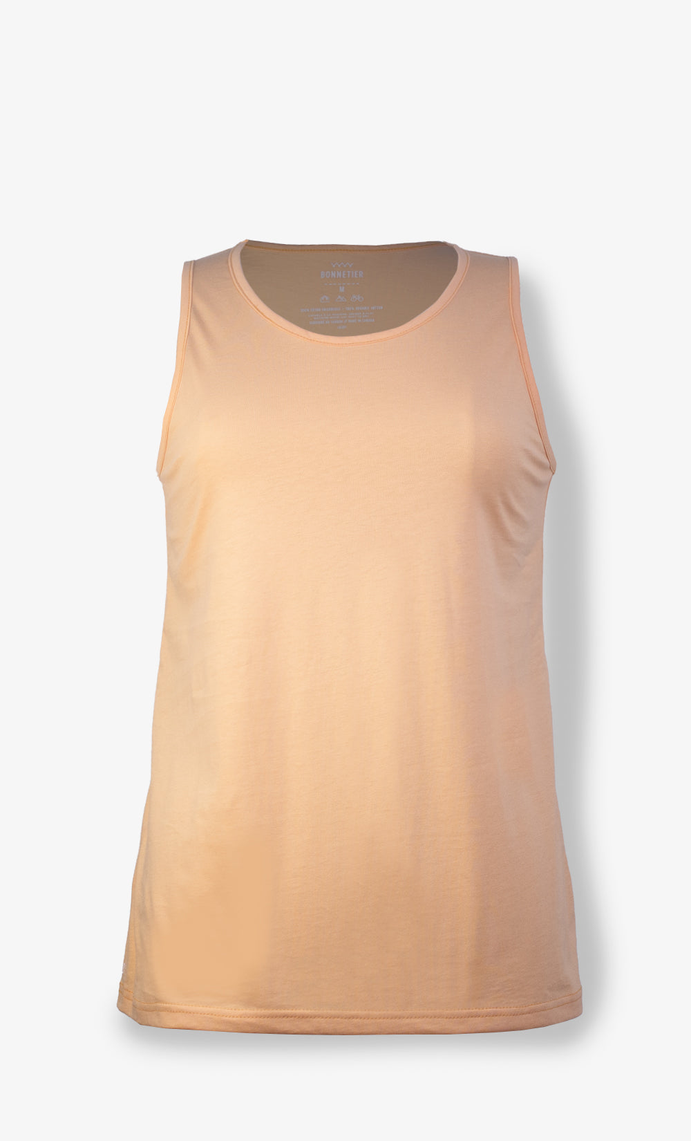 Camisole femme abricot en coton biologique avec imprimé Beau Vélo Bonnetier fabriquée au Canada