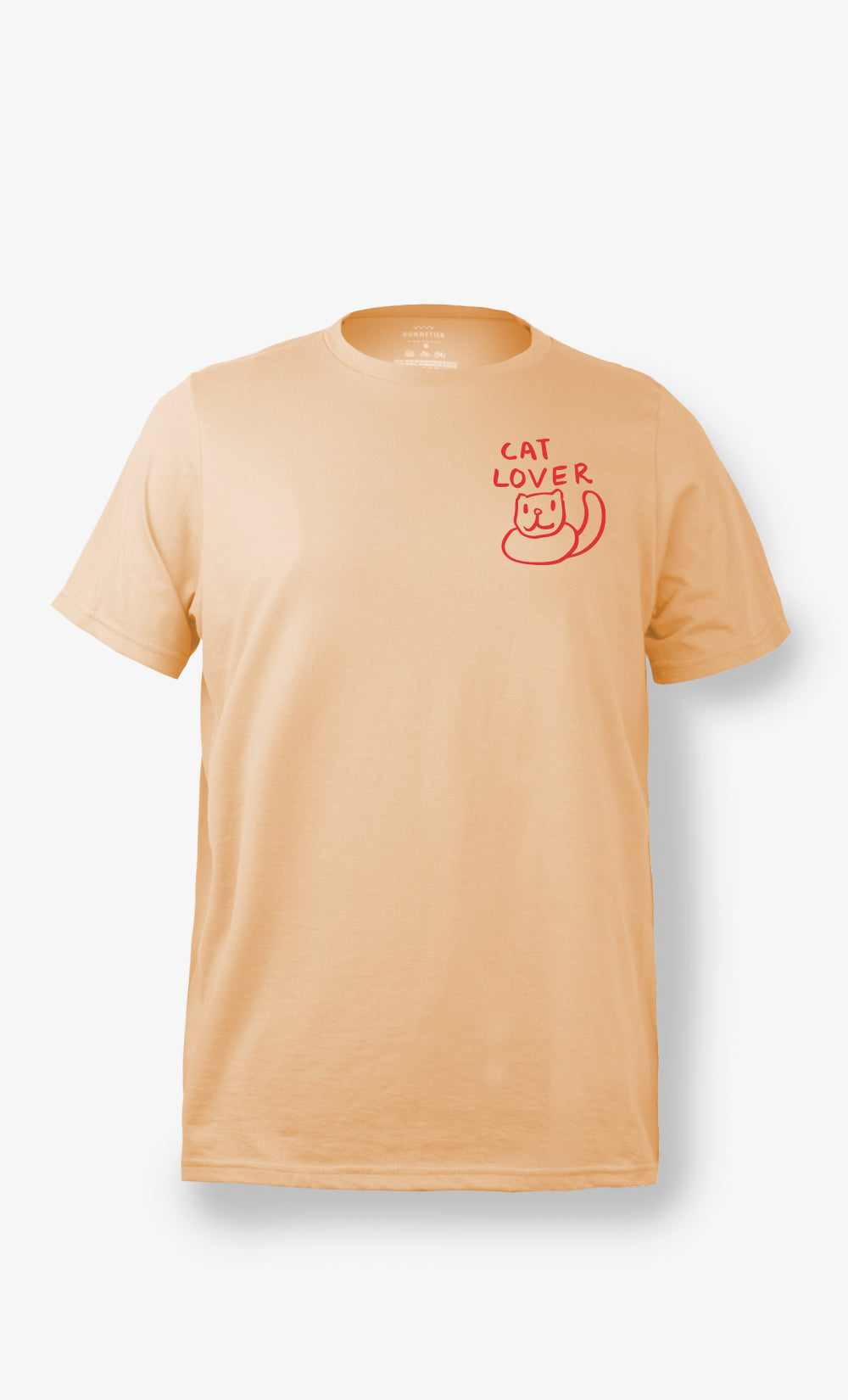 t-shirt femme oversized abricot cat lover coton biologique bonnetier fabriqué au canada